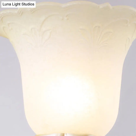 Vintage Opal Glass Flower Wall Sconce Light - Elegant Beige Fixture