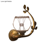 Vintage Opal Glass Rust Sconce Lamp With Bubble Shade - 1-Light Wall Mount Lighting For Dining Room