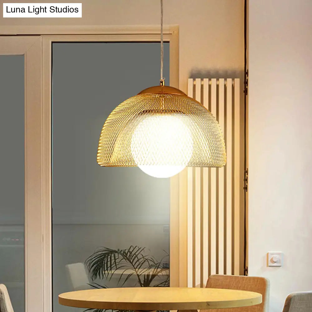 Vintage Opal Matte Glass Globe Pendant Light - 12’/16’ Wide 1 Hanging Lamp In Gold With Dual