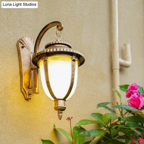 Vintage Porch Wall Lantern With Milk Frosted Glass Shade - Small/Large Black/Brass Options Brass /