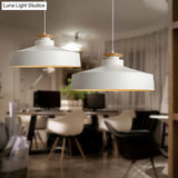 Vintage Pot Lid Shaped Pendant Light Fixture For Dining Room Ceiling - Black/White Metal 1-Light