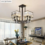 Vintage Prismatic Crystal Chandelier - 6/8 Lights Black Hanging Light For Living Room