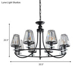 Vintage Prismatic Crystal Tapered Chandelier With Black Hanging Ceiling Light - 4/6/8 Lights