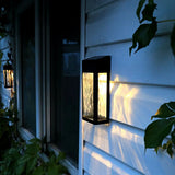 Vintage Rectangular Glass Solar Wall Light With Ripple Design - Outdoor Led Lamp In Black /