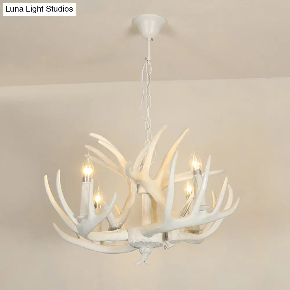 Vintage Resin Chandelier - Retro Dining Pendant Light Fixture In Deer Horn Shape