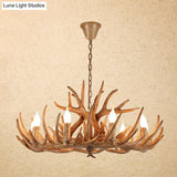Vintage Resin Chandelier - Retro Dining Pendant Light Fixture In Deer Horn Shape