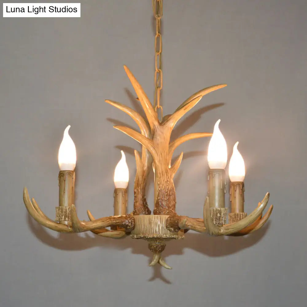 Vintage Resin Deer Horn Chandelier Pendant Light For Restaurants