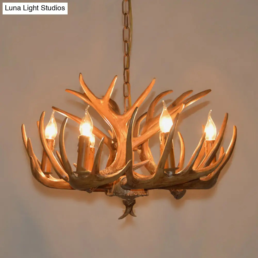 Vintage Resin Deer Horn Chandelier Pendant Light For Restaurants