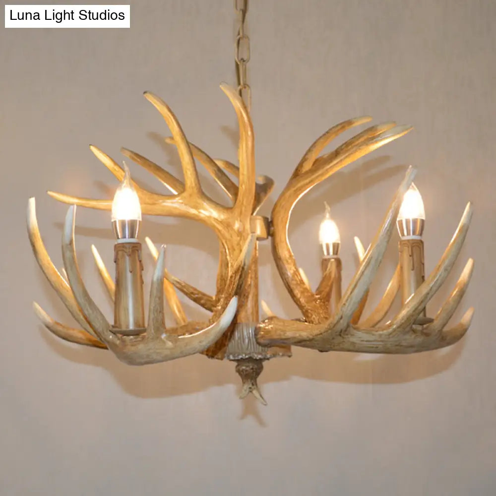 Vintage Resin Deer Horn Chandelier Pendant Light For Restaurants