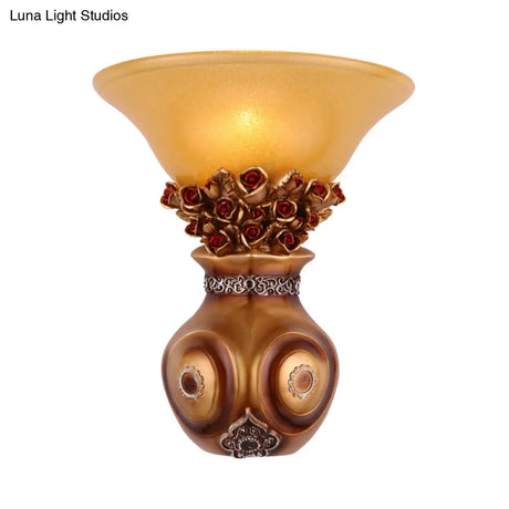 Vintage Resin Wall Mount Sconce Light - Bronze Finish 1-Head Fixture