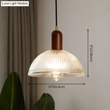 Vintage Ribbed Glass Bowl Pendant Light For Restaurants