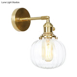 Vintage Rotatable Clear Glass Globe Wall Lamp In Gold For Porch