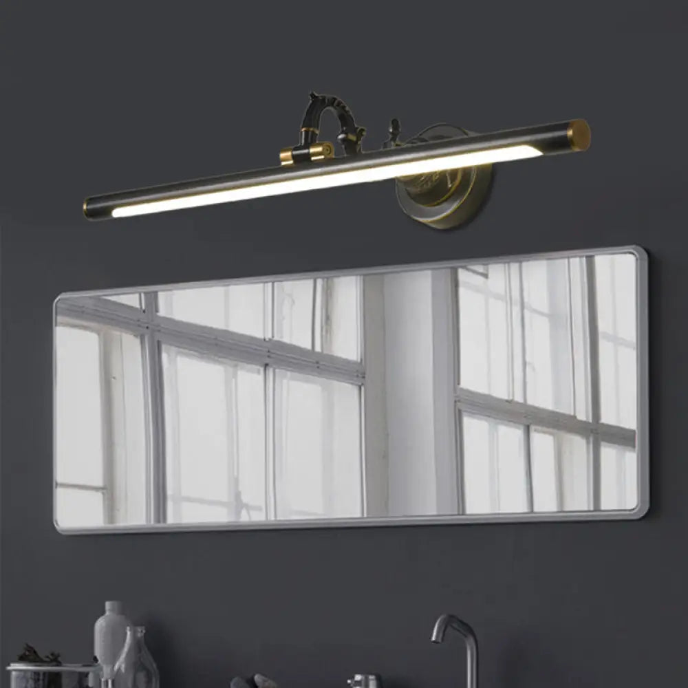 Vintage Rotating Wall Vanity Mirror Light In Antique Brass/Black - Available 3 Sizes Black / 23