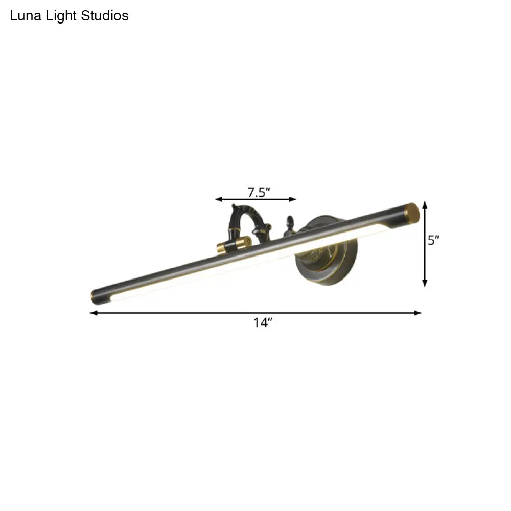 Vintage Rotating Wall Vanity Mirror Light In Antique Brass/Black - Available 3 Sizes