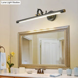 Vintage Rotating Wall Vanity Mirror Light In Antique Brass/Black - Available 3 Sizes