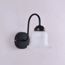 Vintage Ruffled Wall Mount Milk Glass Vanity Sconce With Gooseneck Arm For Bathroom Lighting 1 /