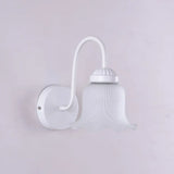 Vintage Ruffled Wall Mount Milk Glass Vanity Sconce With Gooseneck Arm For Bathroom Lighting 1 /