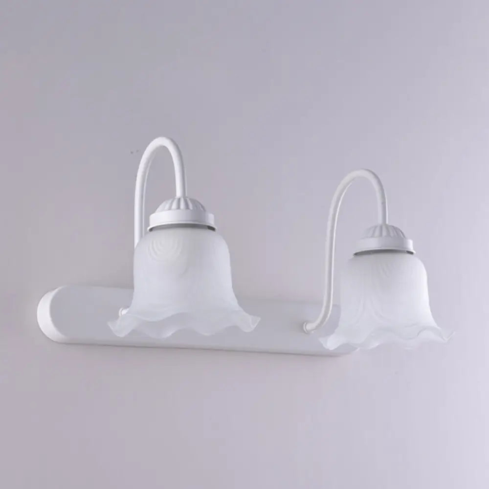 Vintage Ruffled Wall Mount Milk Glass Vanity Sconce With Gooseneck Arm For Bathroom Lighting 2 /