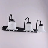 Vintage Ruffled Wall Mount Milk Glass Vanity Sconce With Gooseneck Arm For Bathroom Lighting 3 /