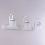 Vintage Ruffled Wall Mount Milk Glass Vanity Sconce With Gooseneck Arm For Bathroom Lighting 3 /