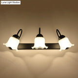 Vintage Ruffled Wall Mount Milk Glass Vanity Sconce With Gooseneck Arm For Bathroom Lighting