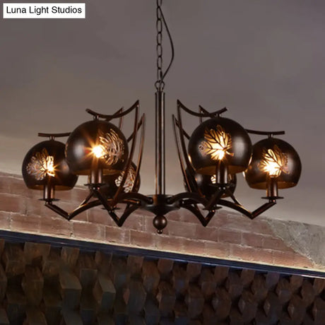 Vintage Rustic 6-Light Metal Hanging Chandelier – Bubbled Etched Ceiling Light For Dining Room