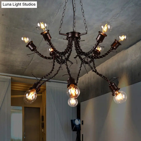 Vintage Rustic Iron Twig Arm Chandelier Pendant Lamp For A Stylish Cafe Vibe
