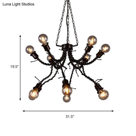 Vintage Rustic Iron Twig Arm Chandelier Pendant Lamp For A Stylish Cafe Vibe