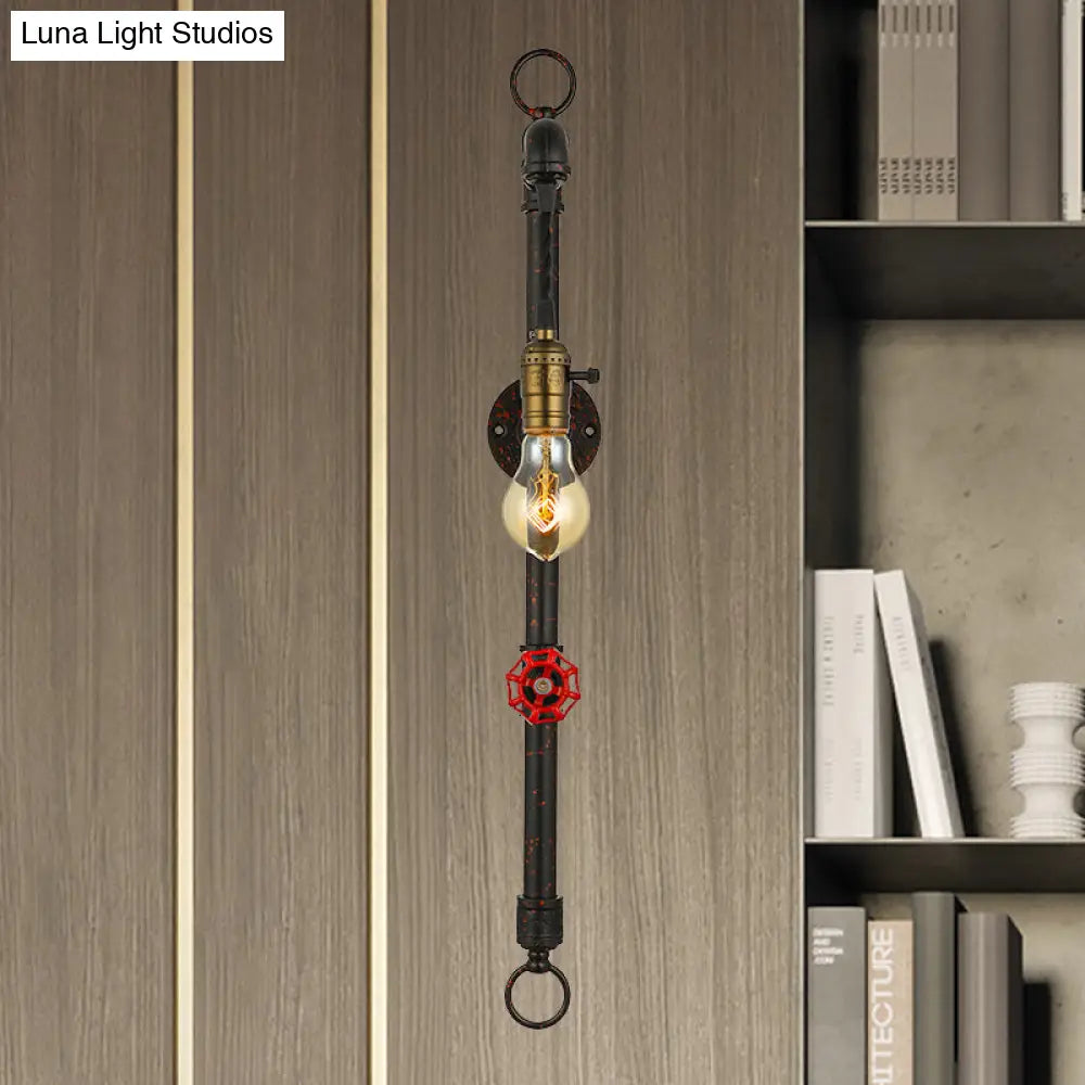 Vintage Rustic Wall Sconce With Pipe Valve And 1 Light For Living Room Décor