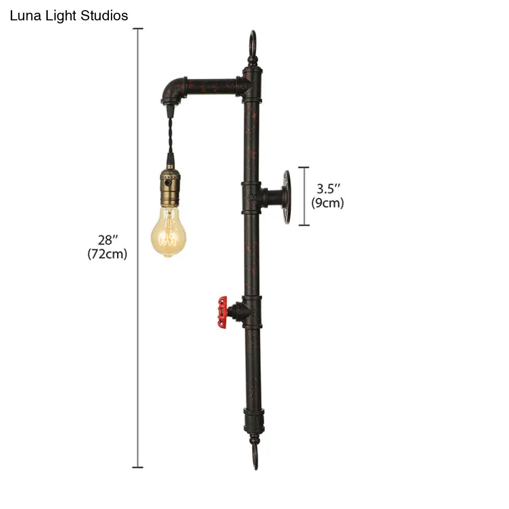 Vintage Rustic Wall Sconce With Pipe Valve And 1 Light For Living Room Décor