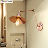 Vintage Saucer Wall Sconce - Stylish Swing Arm Light In Brass/Copper