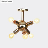 Vintage Semi-Flush Mount Ceiling Lamp With Chrome/Gold Sputnik Design Available In 6 9 Or 12 Lights