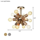 Vintage Semi-Flush Mount Ceiling Lamp With Chrome/Gold Sputnik Design Available In 6 9 Or 12 Lights