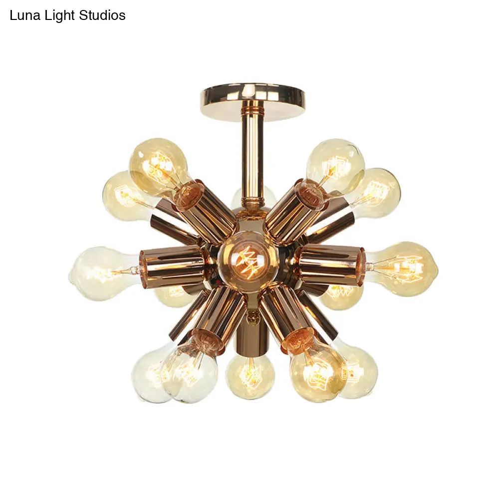 Vintage Semi-Flush Mount Ceiling Lamp With Chrome/Gold Sputnik Design Available In 6 9 Or 12 Lights