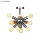 Vintage Semi-Flush Mount Ceiling Lamp With Chrome/Gold Sputnik Design Available In 6 9 Or 12 Lights