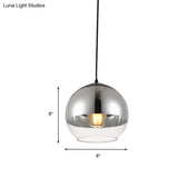 Vintage Silver And Clear Glass Globe Pendant Light For Bedroom - 1 Head Hanging Lamp In 3 Width