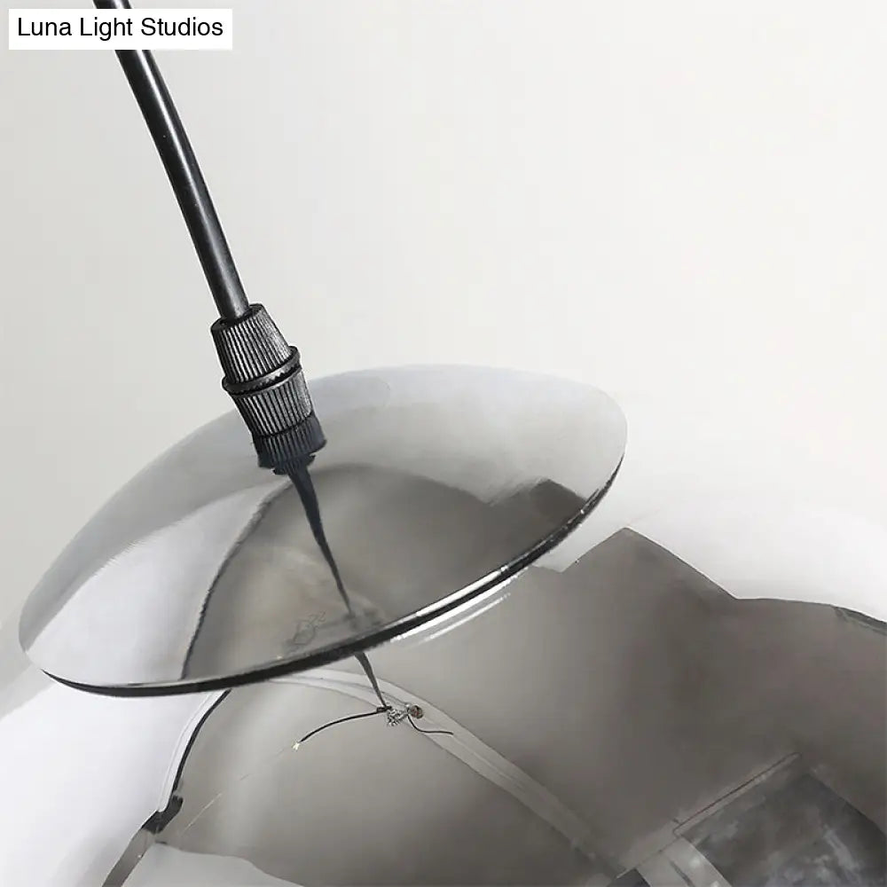 Vintage Silver And Clear Glass Globe Pendant Light For Bedroom - 1 Head Hanging Lamp In 3 Width