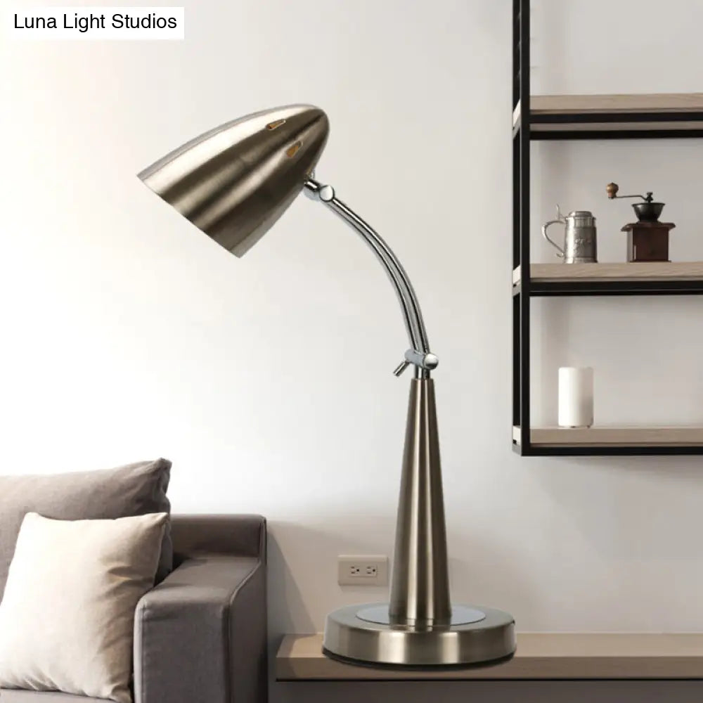 Vintage Silver Led Adjustable Desk Lamp For Living Room Or Reading