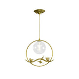 Vintage Smoke Gray/Clear/Amber Glass Globe Pendant Light - 1/3 Lights Brass Hanging In Round/Linear