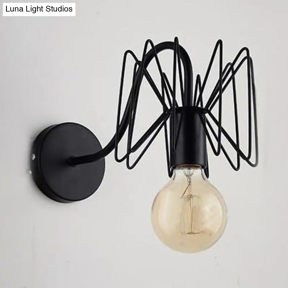 Vintage Spider Wall Mounted Light - Gooseneck Arm 1 Head Iron Lamp Black Perfect For Corridor