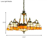 Vintage Stained Glass Ceiling Light With Multiple Bulb Options - Yellow Semi-Globe Design For