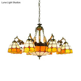 Vintage Stained Glass Ceiling Light With Multiple Bulb Options - Yellow Semi-Globe Design For