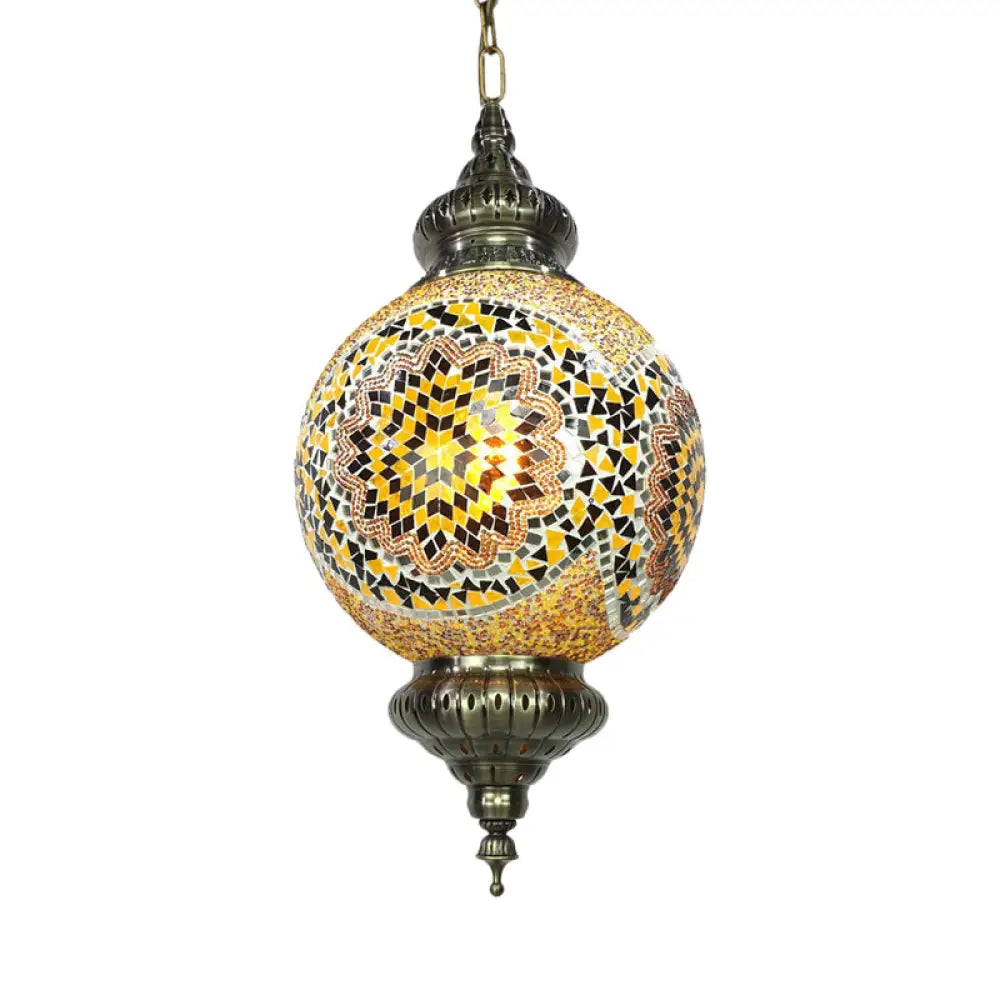 Vintage Stained Glass Ceiling Pendant Lamp - Red/Yellow/Blue Yellow