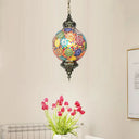 Vintage Stained Glass Ceiling Pendant Lamp - Red/Yellow/Blue Red-Yellow