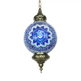 Vintage Stained Glass Ceiling Pendant Lamp - Red/Yellow/Blue Blue