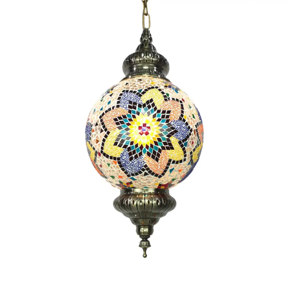 Vintage Stained Glass Ceiling Pendant Lamp - Red/Yellow/Blue Blue-Yellow