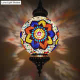 Vintage Stained Glass Ceiling Pendant Lamp - Red/Yellow/Blue