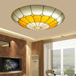Vintage Stained Glass Flush Mount Ceiling Light Wide Bowl-Shaped Design (12’/16’) Orange / 12’