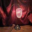 Vintage Stained Glass Night Light Table Lamp With Curved Arm In Bronze
