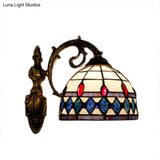 Vintage Stained Glass Semicircle Wall Sconce With 1 Light